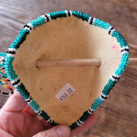 Stunning Native America Hand Beaded Hair Clasp Accessory With Leather Backing - Picture 6 of 8